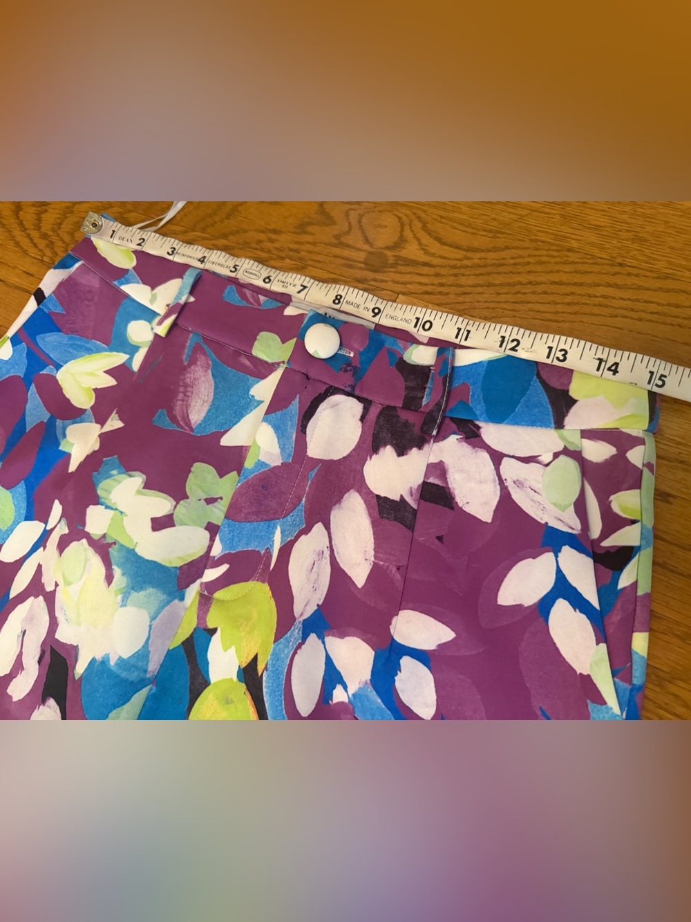 NWT Purple Floral Two-Piece Pantsuit with Blue & Green Accents size M - Picture 12 of 16